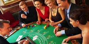 Group of people playing blackjack