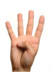 Photo of a hand with four fingers extended