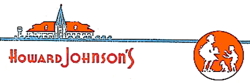 Corporate logo of the Howard Johnson's company, circa World War II, showing a depiction of an orange-roofed restaurant, characteristic typeface, and "Simple Simon and the Pieman" logo. - Source Wikipedia