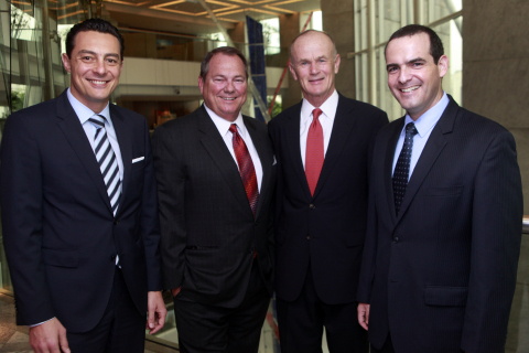 From left to right: Eduardo Rodriguez Suarez, managing director, development - Brazil & the Southern Cone, Hilton Worldwide; Paul J. Sistare, founder and CEO of Atlantica Hotels; Ted Middleton, senior vice president, development - Latin America, Hilton Worldwide; and Ricardo Bluvol, vice president development, Atlantica Hotels.
