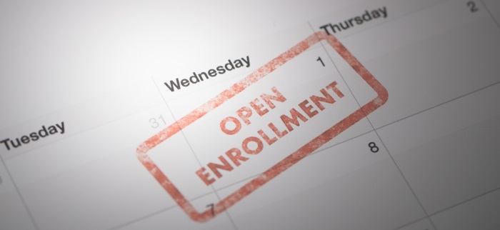 Open Enrollment stamp on a calendar - Source National Restaurant Association