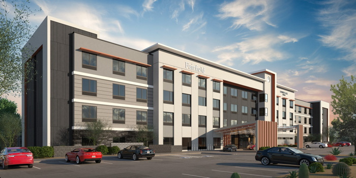 Rendering of the Tempe Fairfield Inn and TownePlace Suites - Source EKN Development