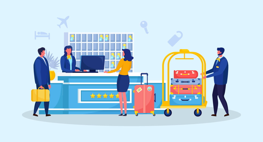 Illustration of a hotel check-in - CartStack