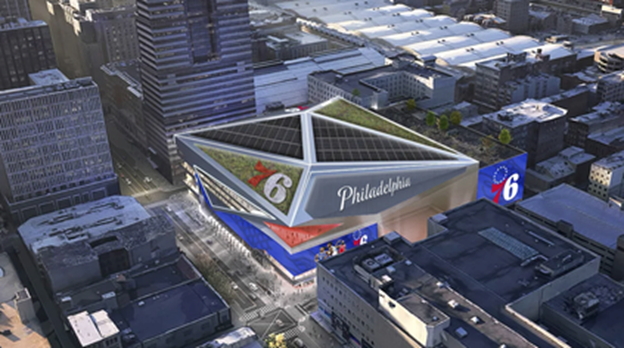 Propuesta de renderizado de arena de 76 asientos, Center City Philadelphia